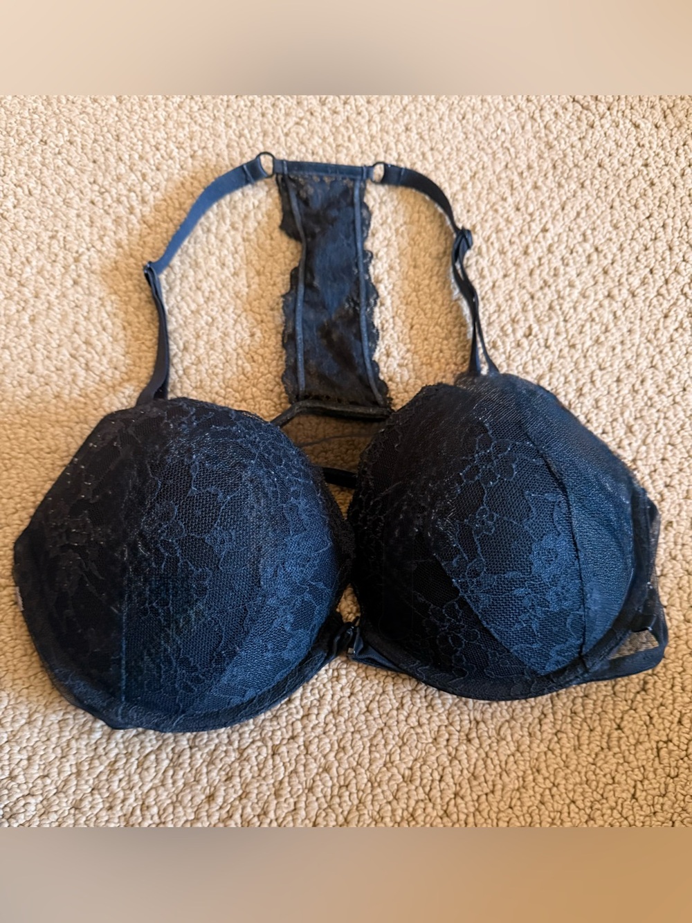 Victoria Secret Lace Racerback Push-Up Bra - Black
